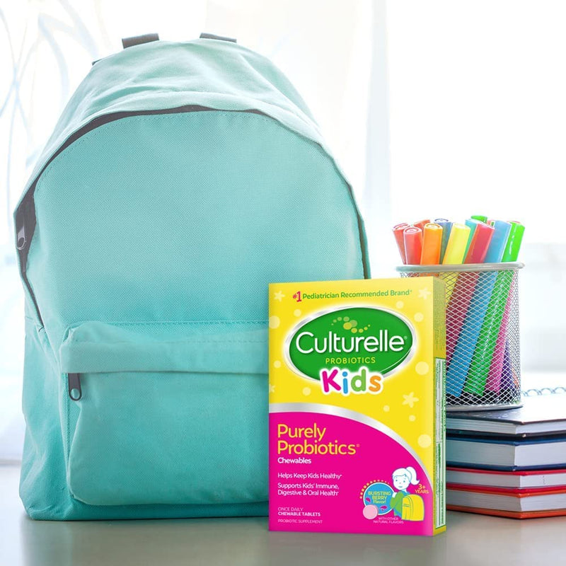 Culturelle Kids Chewable Daily Probiotic for Kids,Ages 3+,#1 Pediatrician-Recommended Brand,Natural Berry Flavored Daily Probiotics for Digestive Health,Oral Care & Immune Support,30 Count (Pack of 3) 30 Count (Pack of 3)