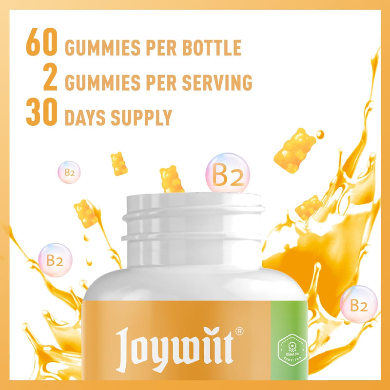 Vitamin B2 Gummies, Riboflavin 400mg, B2 Vitamins 400mg | Chewable for Adults and Kids，Migraine Relief & Energy and Nervous System Support, Non GMO, Vegan - 60 Counts 1