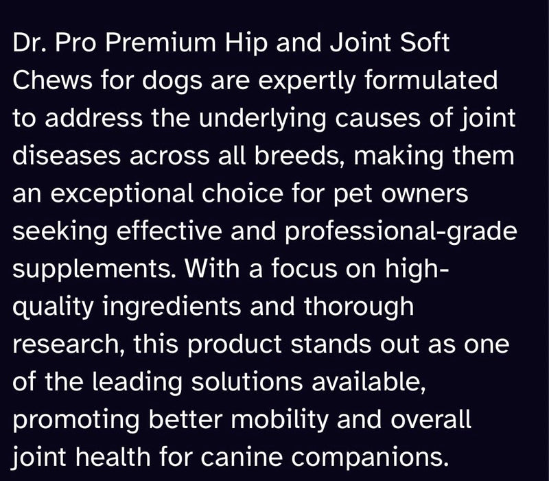 Dr. Pro, Premium Hip & Joint Soft Chews Supplement for Dogs, 120 Chews, Duck Flavor, for All Breeds.