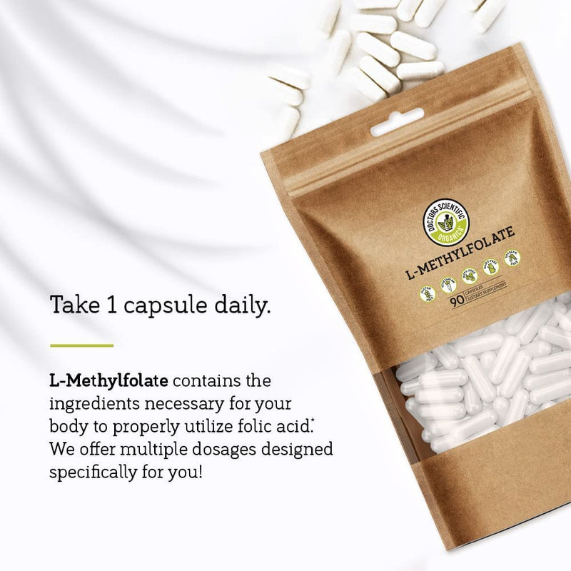 DSO L Methylfolate 5mg (5 MTHF Supplement) - 90 Vegan Capsules (5 mg) - Active L Methyl Folate Supplement for Homocysteine Control - Folic Acid Vitamin - Eco-Friendly Packaging 5 mg