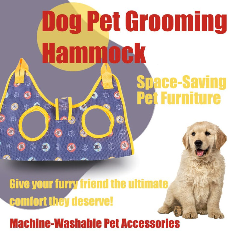 AIO Cat & Dog Restraint Sling for Nail Trimming Foldable Dog Grooming Supet Relaxation Hammock Harness for Pet Grooming S Green Green grid Small