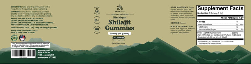Organic Shilajit Gummies for Men and Women - Lab Tested - Made in USA - Pure Himalayan Organic - Fulvic Acid - Energy and Focus - Holistic Health Supplements (Strawberry Banana)