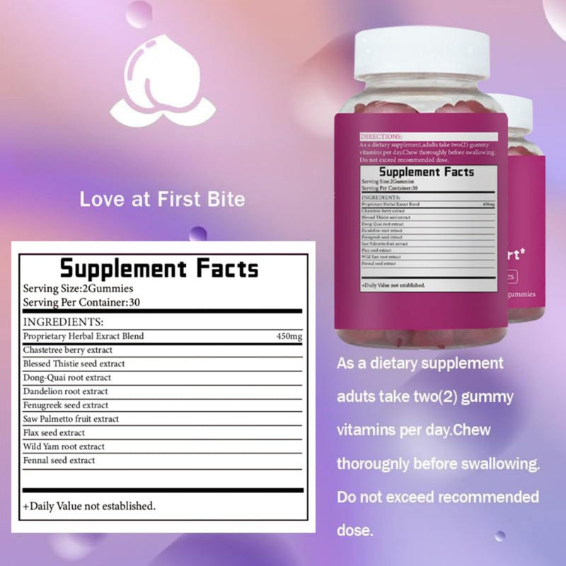 Top Support Gummies for Women: Gummies for Natural Balance and Confidence - Fitness Supplement with Essential Vitamins 60 Gummies Peach Support