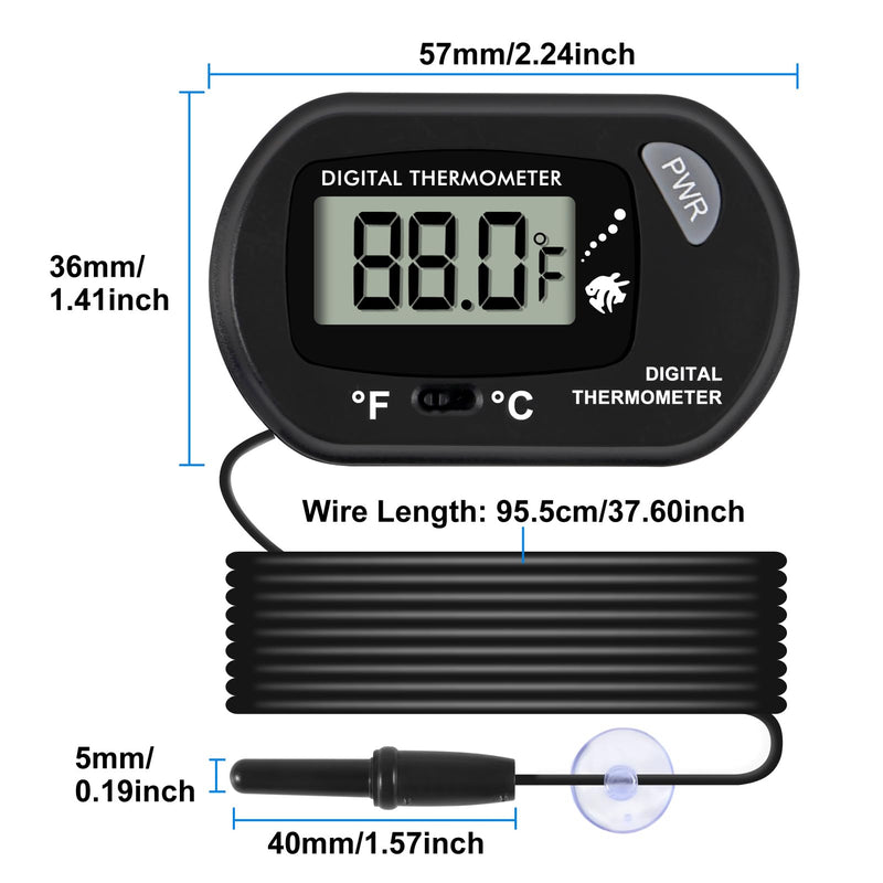 Aquarium Thermometer, Fish Tank Thermometer, Water Thermometer with 3.3ft Cord Fahrenheit/Celsius(℉/℃) for Vehicle Reptile Terrarium Fish Tank Refrigerator (6pcs) 6pcs - BeesActive Australia