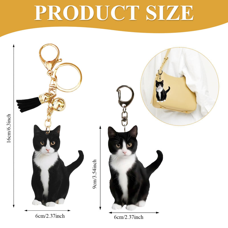 Niedlicher Smoking-Katzen-Schlüsselanhänger 2 PCS,Tier-Kätzchen-Schlüsselanhänger Taschenanhänger Zubehör für Rucksack Oder Autoschlüssel,Cute Katze Schlüsselanhänger Ideal für Katzenliebhaber - BeesActive Australia