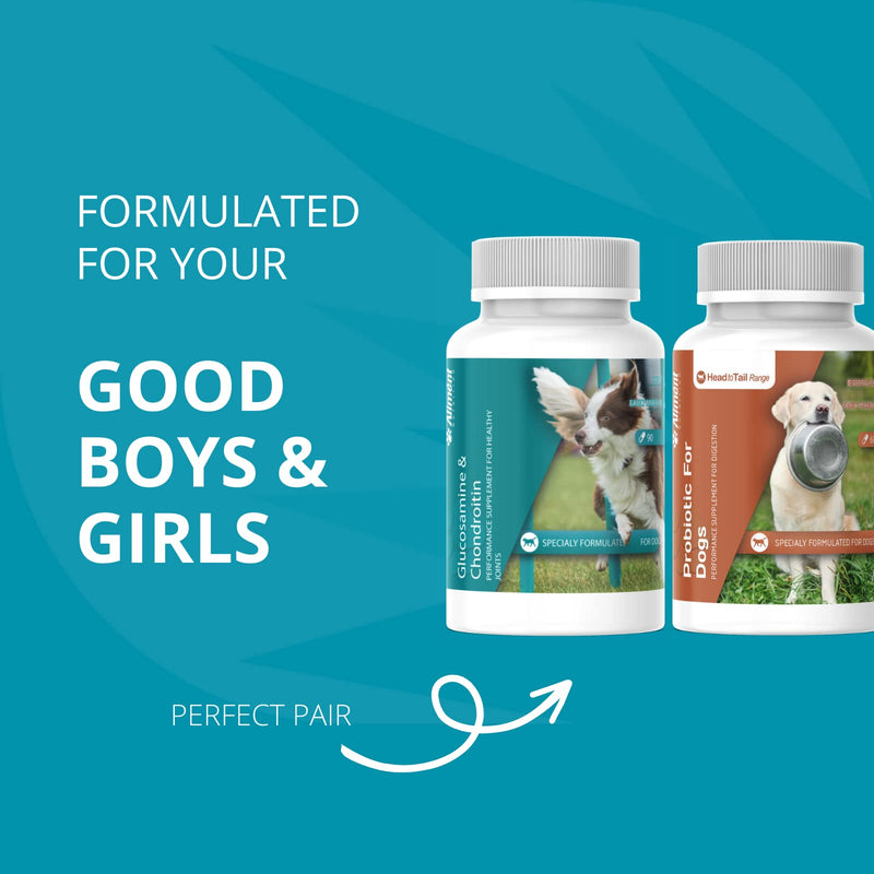 Aliment Joint Supplement for Dogs 90 High Strength Capsules Glucosamine 400mg & Chondroitin Sulphate 100mg for Dogs Hip and Joint Care MSM Vitamin C & Manganese Head to Tail