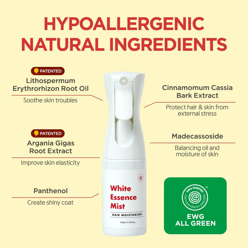 JAYU PET White Essence Mist - Dog Itch Relief, Hypoallergenic Soothing Spray, Dandruff & Dry Skin Spray (170ml, 5.8fl oz) Dandruff & Itch Relieving - PawsPlanet Australia