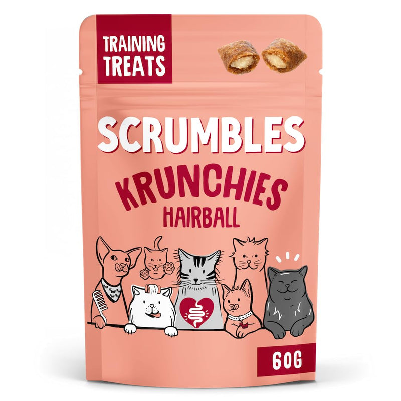 Scrumbles Anti-Hairball Krunchies Cat Treats 60g Hairball 60 g (Pack of 1)