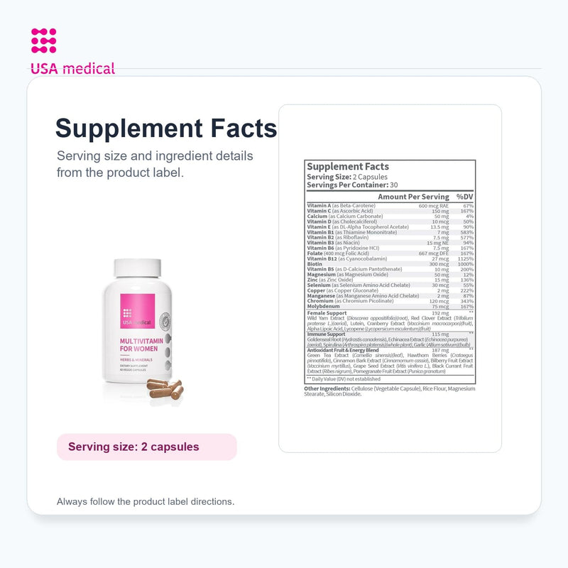 Women's Multivitamin with Vitamins & Minerals, 60 Capsules