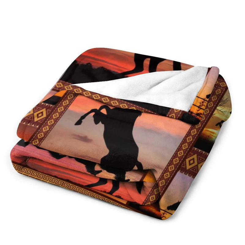 Horse Blanket Animal Print Throw Blanket, Soft Cozy Blanket Fleece Blanket Couch Blanket Bed Throw TV Blanket Horse Lovers Gifts for Girls Women Men - 40"x50"(Child) 40"x50" - BeesActive Australia