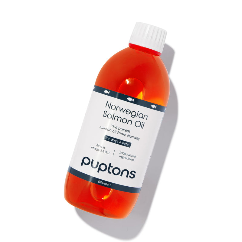 Puptons Norwegian Salmon Oil for Dogs & Cats | 500ml, Contains 21 Omega Fatty Acids | Fish Oil Supplement for Glossy Coat, Immune Support, Itchy Skin, Softer Paws, Joint & Brain Health | 500ml 500ml (without pump)
