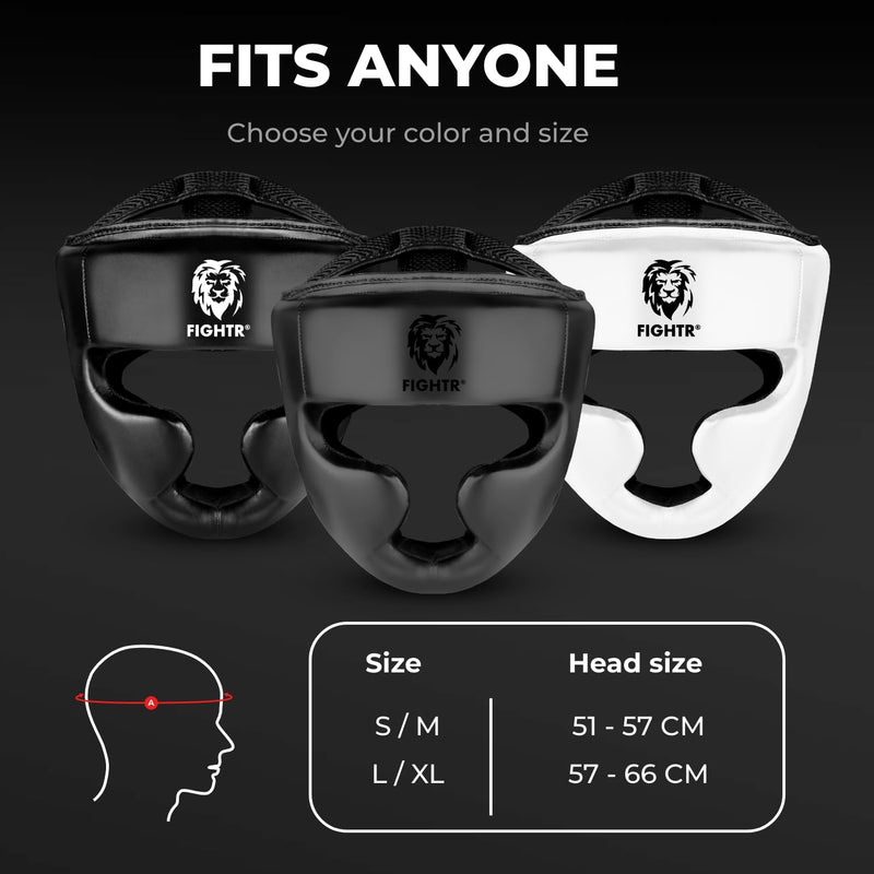 FIGHTR Boxing Headgear with Best fit | Boxing Helmet Guard for Sparring | Adjustable Size for MMA, Muay Thai, Kickboxing & Martial Arts S/M All Black
