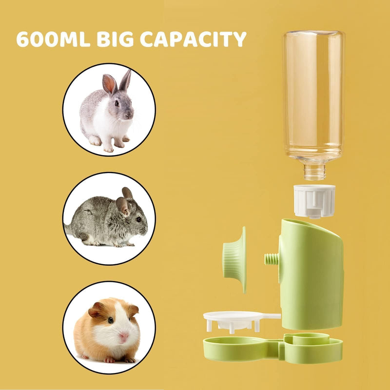 Rabbit Water Bottle, 600ml/21oz Hanging Water Dispenser Feeder Cage Crate Hutch Bunny Puppy Cat Chinchilla Ferret Guinea Pigs Squirrel Hedgehog (Green) Green - BeesActive Australia