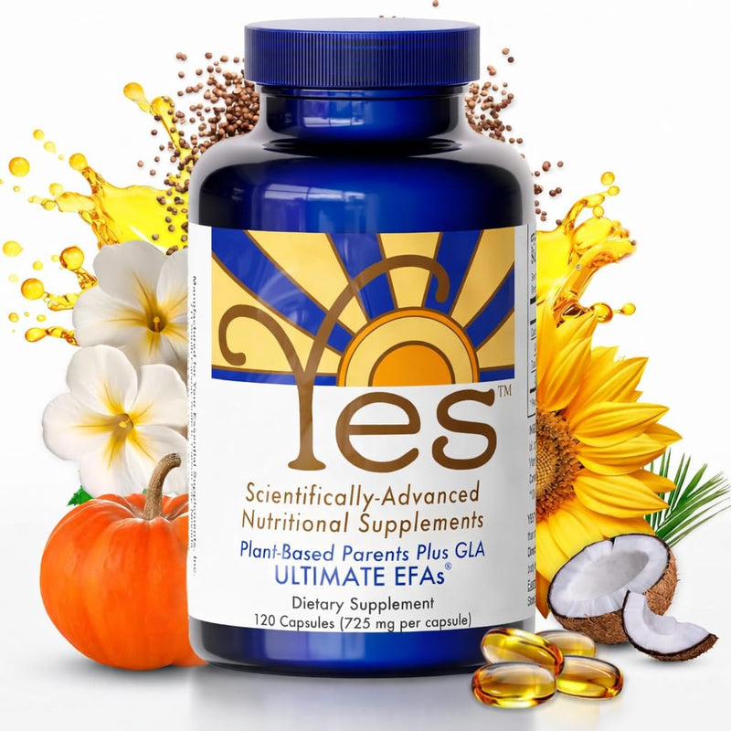 YES Plant-Based Omega 3-6-9 – Burpless Fish Oil Alternative – 120 Capsules | Made with flax, evening primrose (GLA), pumpkin, sunflower & coconut oil. Supports heart, skin, eye & immune health. 120 Count (Pack of 1)