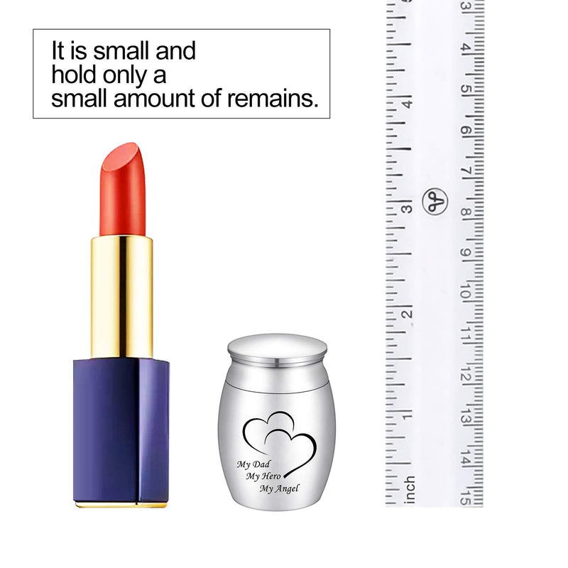 Dletay 1.57 Inches Small Cremation Keepsake Urns for Human Ashes Mini Cremation Urn Small Funeral Urns for Ashes Stainless Steel Cremation Funeral Urn-My Dad My Hero My Angel My Dad