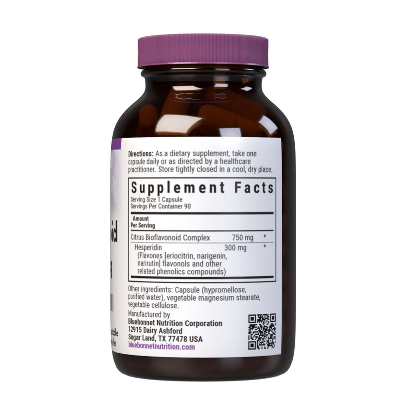 Bluebonnet Citrus Bioflavonoid Complex 750 mg Immune System Support - Hesperidin Citrus Bioflavonoids from Oranges Lemons Grapefruit & Limes - Non-GMO, Vegan, Gluten-Free - 90 Veggie Capsules | Non-GMO, Vegan, Gluten-Free