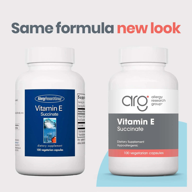Nutricology Vitamin E Succinate 400 IU, 100 Capsules | 400 IU d-Alpha-Tocopheryl Succinate Dry Powder for Antioxidant and Energy Support, Hypoallergenic Formula