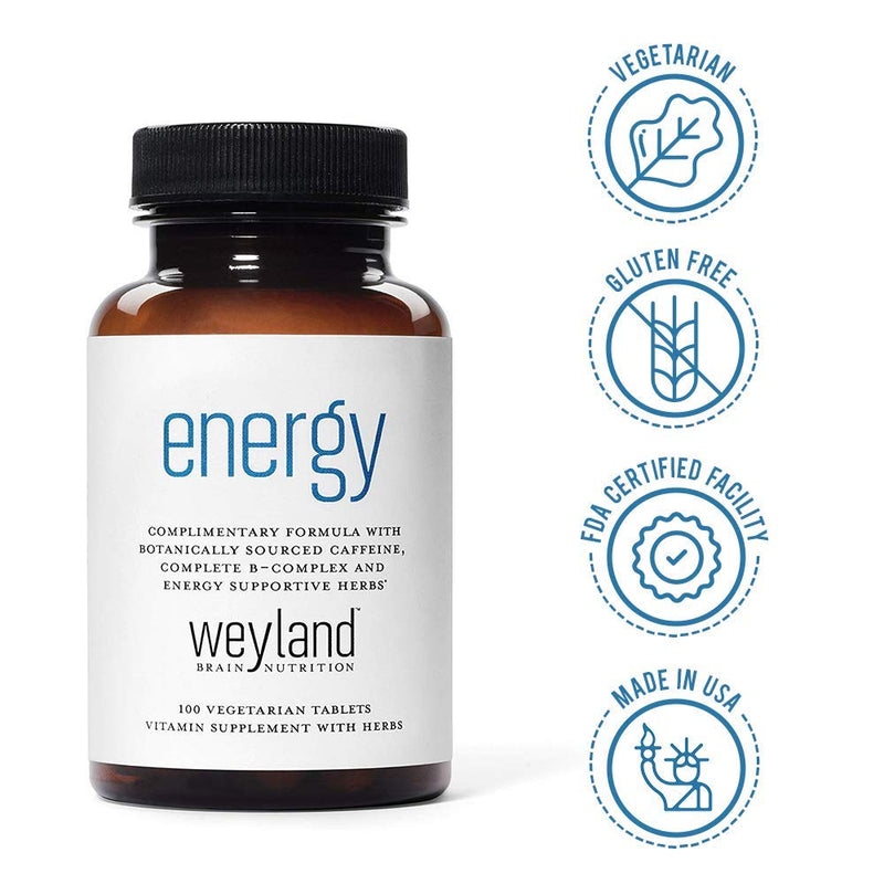Energy | Complimentary Formula w/Botanically Sourced Caffeine | Complete B-Complex & Energy Supportive Herbs (Pack of 2) 100 Count (Pack of 2)