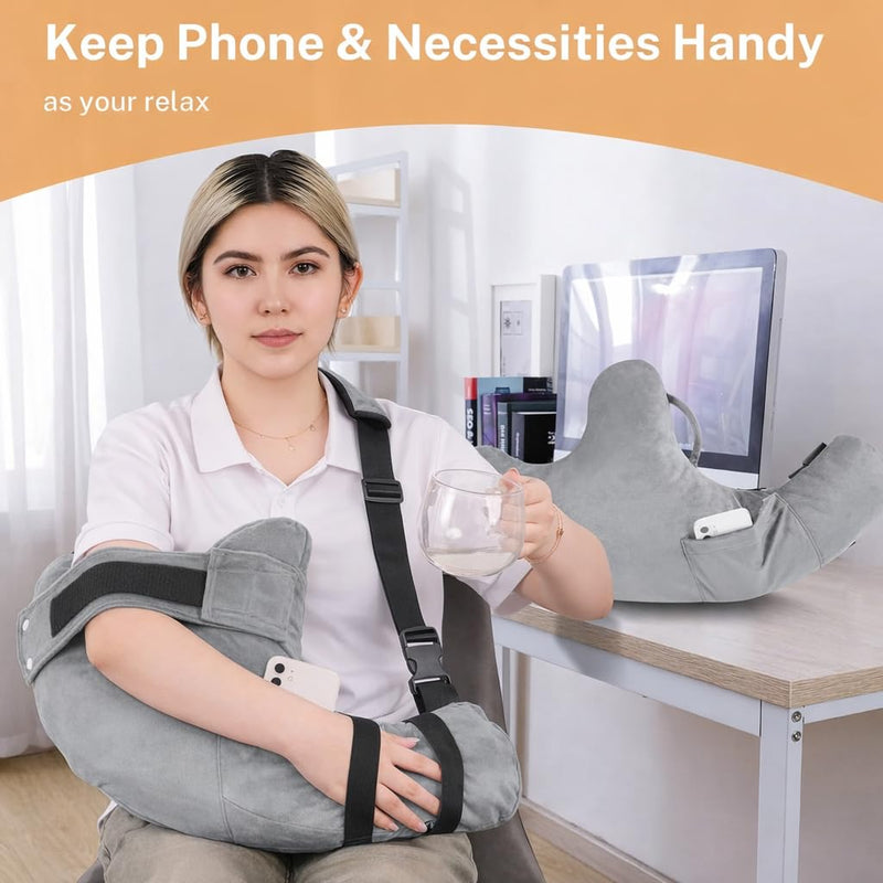 Shoulder Surgery Pillow with Pocket & Straps, Left/Right Arm Support ，Rotator Cuff Relief Pillow for Sleeping, After Shoulder Surgery Must Haves, Arm Pillow Post Surgery, Arm And Neck Pain Relief - BeesActive Australia