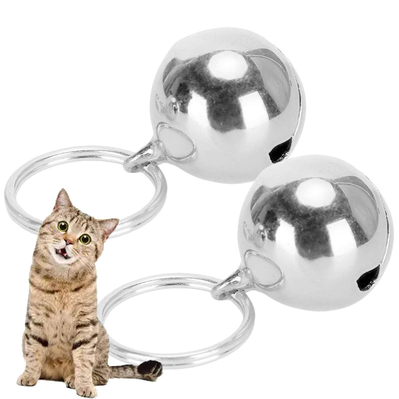 GLOGLOW Pet Copper Bells, 2 Pcs Rust Resistant Anti‑Lost Copper Bells Crisp Sound Round Collar Decoration Fashionable Necklace Decor for Dog Cat Silver - BeesActive Australia
