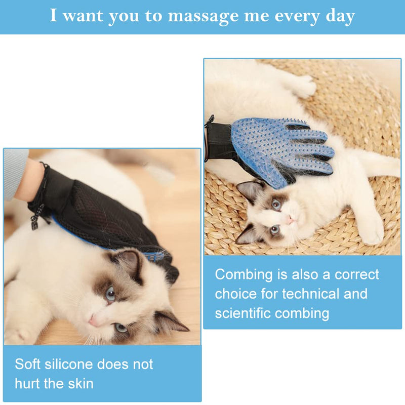 Washing glove for cats, cat gloves, cat glove grooming, cat glove brush, grooming glove made of silicone glove, cat brush, dog brush, grooming glove for pets, 1 blue - BeesActive Australia