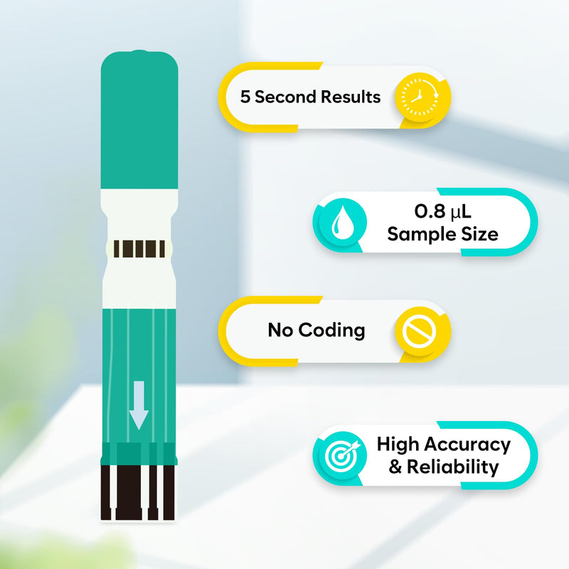 Blood Glucose Test Strips for Diabetes: for Use with Easy@Home Blood Sugar Monitor - Self Glucose Testing - 100 Diabetic Test Strips EBG-100SL-STRIP 100 Blood Glucose Test Strips - BeesActive Australia