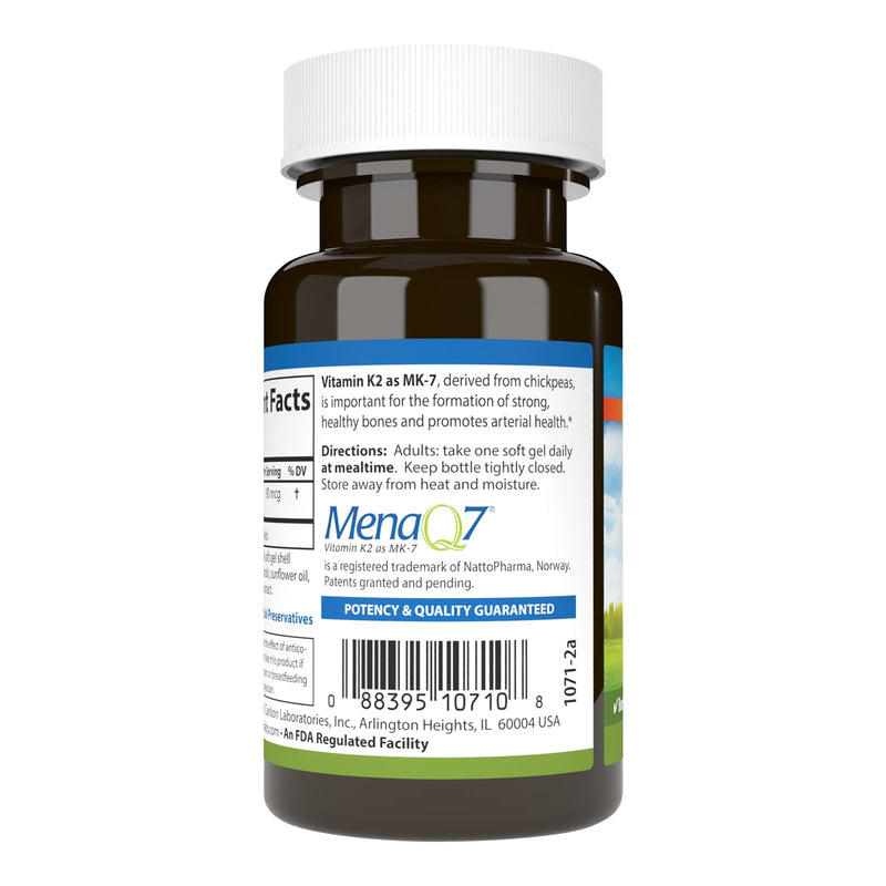Carlson Vitamin K2 MK-7 (Menaquinone), 90 mcg, Bone Support, 60 Softgels | Calcium Bioavailability; K2 Vitamin; Vitamin K-2