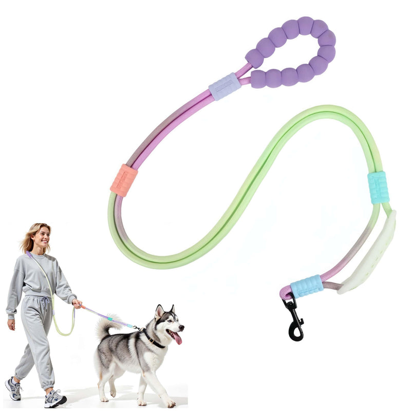 Hands Free Dog Leash Dual Handle, Wearable Leashes for Dog, Padded Waist Belts and Rotating Metal Clip,for Small Medium Large Dogs (18+ lbs) Walking Training Running (Purple Green, 6.5 FT) Purple green - BeesActive Australia