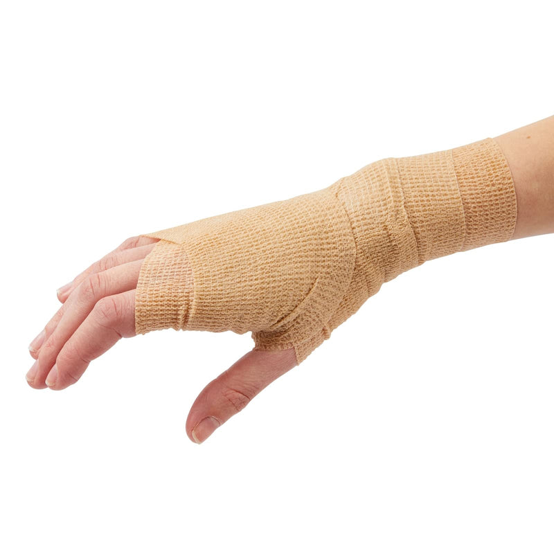 Juvale Self-Adherent Cohesive Wrap - Breathable Support Athletic Tape - Snug Fit for Tattoo Equipment - Swelling & Strain Aid Sports Tape - 3 in x 5 yd, Pack of 12, Tan 3" x 5 Yards - BeesActive Australia