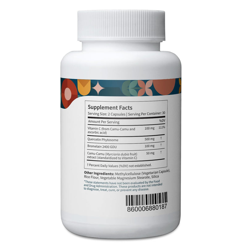 Pattern Wellness Quercetin Supplement with Bromelain - Immune Function & Cellular Health Support - Whole Body Health - Cardiovascular & Cholesterol Health - 60 Non-GMO Capsules