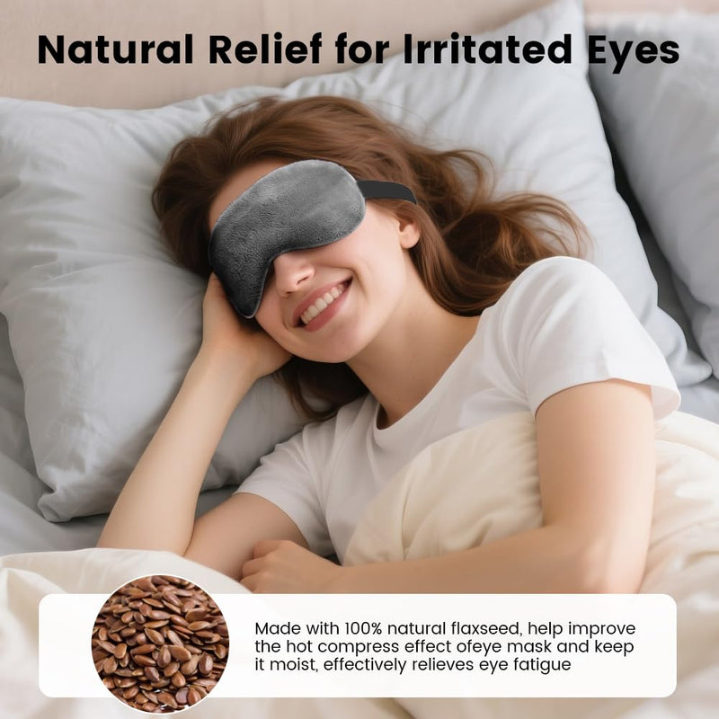 Microwave Heated Eye Mask, Steam Warm Compress for Dry Eyes, Work with Relieve, Blepharitis & Stye Treatment (Gray) Style 1 - Gray - BeesActive Australia