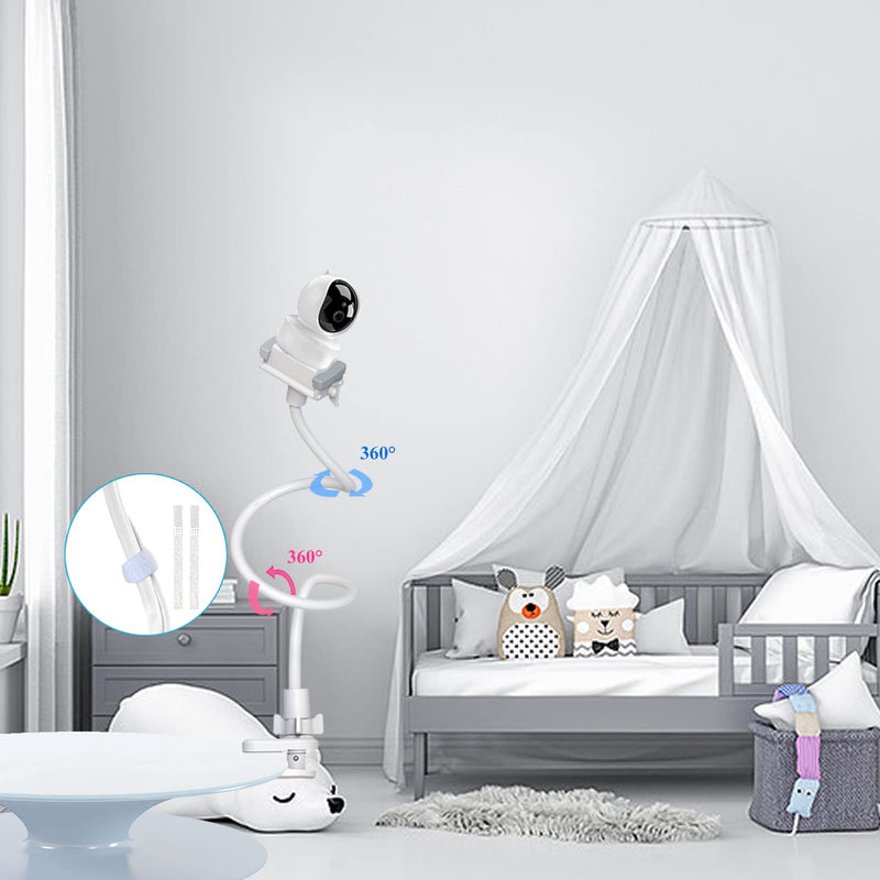 Baby Camera Mount Flexible Baby Monitor Holder Stand Compatible with Nanit Pro,Vetch,eufy, HelloBaby HB65/HB66/HB248,ANMEATE SM935E, Infant Optics DXR-8 Pro,Any Cameras with 1/4" Screw Stand 1 Count (Pack of 1) - BeesActive Australia