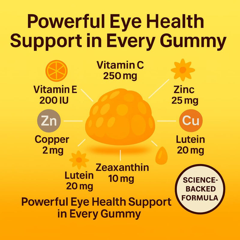 Lutein & Zeaxanthin Gummies – Eye Vitamins for Adults 50+ & Seniors – Eye Health Supplements for Over 50 Adults – Luteina y Zeaxantina para Los Ojos – 30 Chewable Gummy