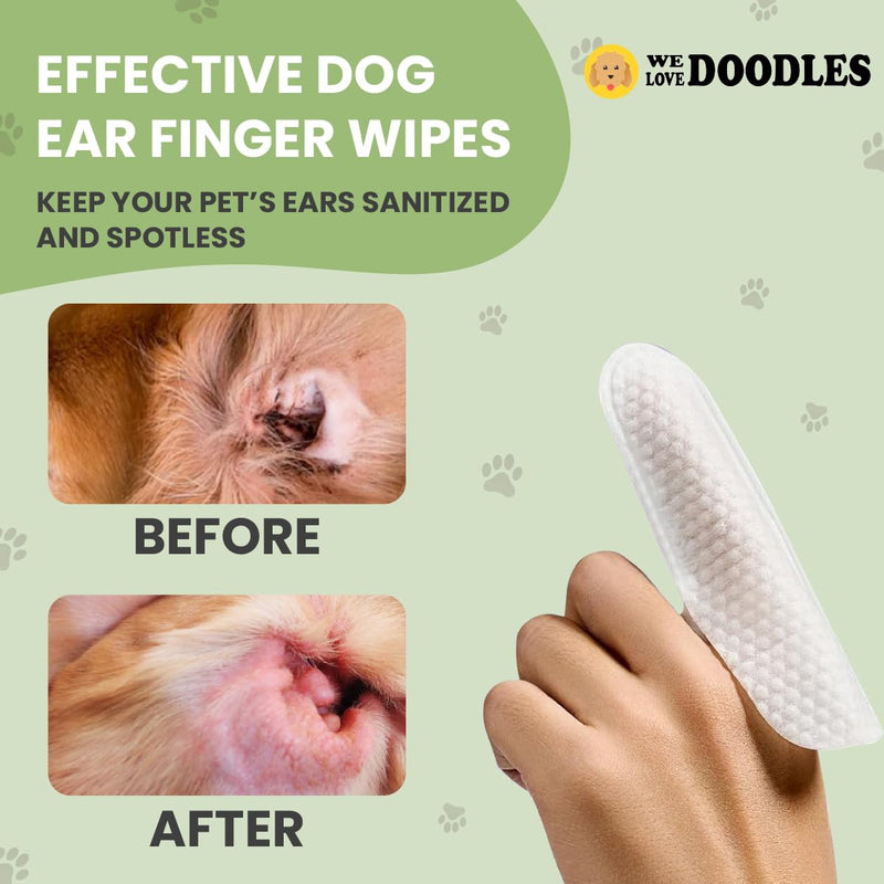 We Love Doodles Dog Ear Wipes - Pre Soaked Finger Ear Wipes for Dogs, Safe & Gentle Ear Cleaner for Dogs, Cleans & Deodorizes, Pet Wipes for Dogs, Dog Cleaning Wipes for Easy Grooming, 50pcs - PawsPlanet Australia