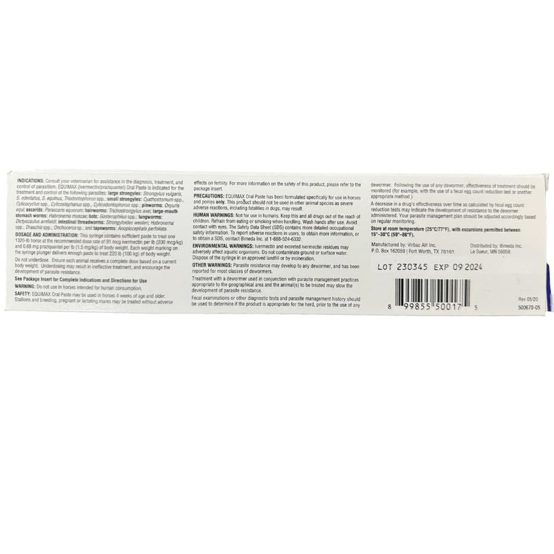 (3 Pack) Bimeda Equimax Horse Wormer Ivermectin 1.87 Percent and Praziquantel 14.03Percent Paste Tube - BeesActive Australia