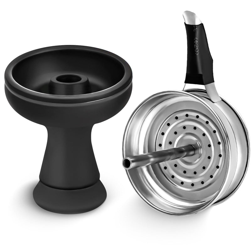 Hookah Bowl Set Silicone Phunnel Tobacco Bowl with Hookah Charcoal Holder Premium Heat Management Screen for Smoking Shisha Hookah Easy Replace Charcoal Fast Cleaning Black - BeesActive Australia