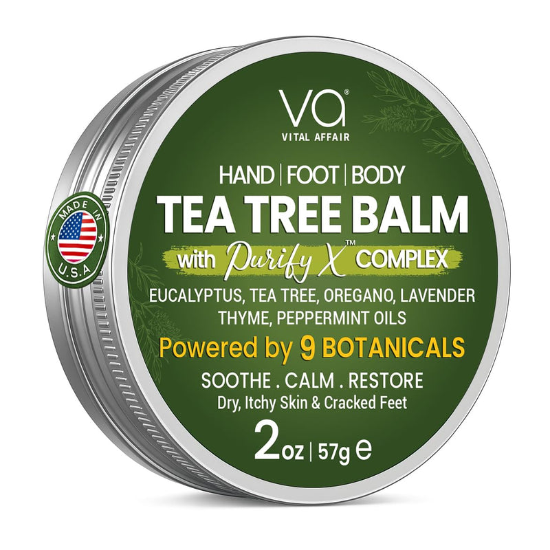 VITAL AFFAIR Tea Tree Oil Balm – Soothing Care for Rashes, Athlete’s Foot, Jock Itch, Bug Bites, Folliculitis, Cracked Feet, Dry, Flaky, Irritated Skin – For All Ages & Sensitive Skin - 2 oz Natural Tea Tree 2 Ounce (Pack of 1) - BeesActive Australia