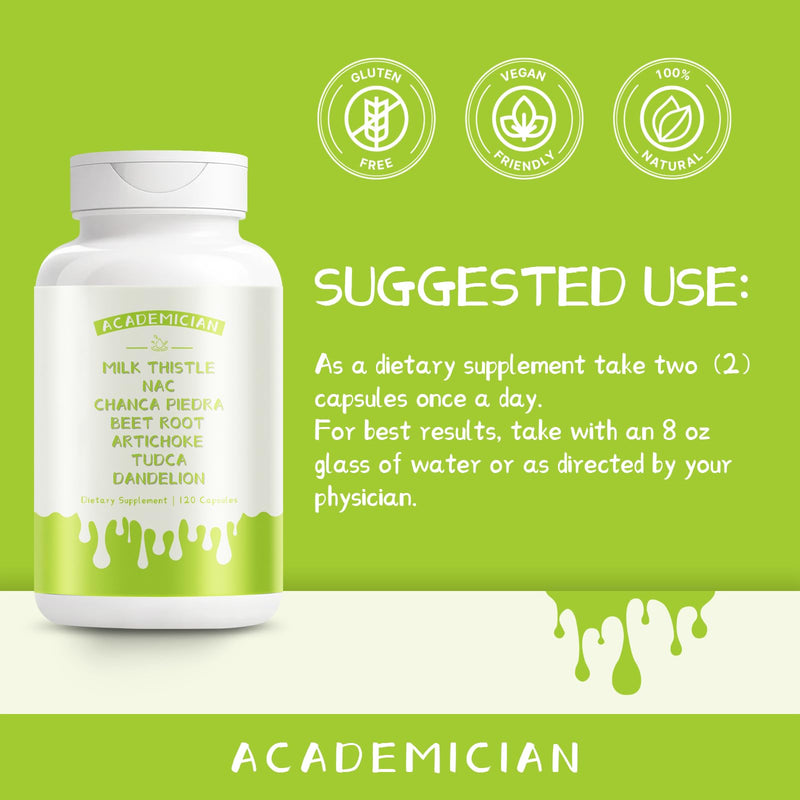 Beet Root Capsules with Dandelion Root Capsules Milk Thistle NAC Tudca Artichoke Extract Supplement - 120 Count