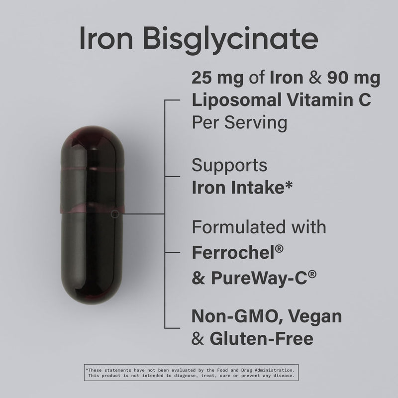 Sports Research® Iron 25mg with Vitamin C, 90 Liquid Capsules | Gentle on Stomach Iron Supplement with Liposomal Vitamin C | Supports Blood Iron Levels | Non-GMO, Vegan, Gluten Free