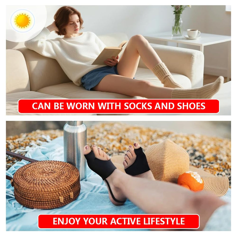 2PCS Bunion Corrector for Women & Men,Big Toe Separators-Bunion Splint-Bunion Pads-Hammer Toes Straightener-Toes Spacers Pain Relief, Comfortable & Breathable for Day/Night Black - BeesActive Australia