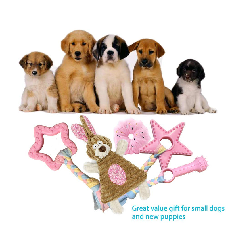 Puppy Toys for Teething, Puppy Chew Toys for Small Dogs, Crinkle Dog Toys Small Breed Boredom and stimulating, Dog Toys for Small Dogs, Pink, 5-Pack - BeesActive Australia