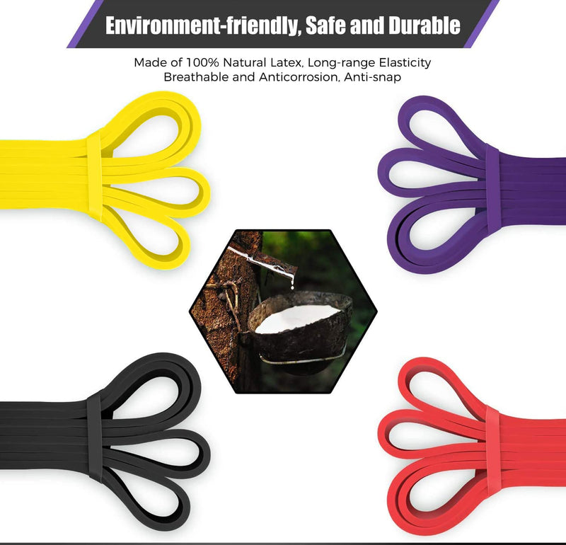 VEICK Resistance Bands for Working Out, Exercise Bands, Workout Bands, Pull Up Assistance Bands, Long Heavy Stretch Bands Set for Men and Women, Power Weight Gym at Home Fitness Equipment Purple/Black/Red/Yellow(0.3-1.1in) - BeesActive Australia