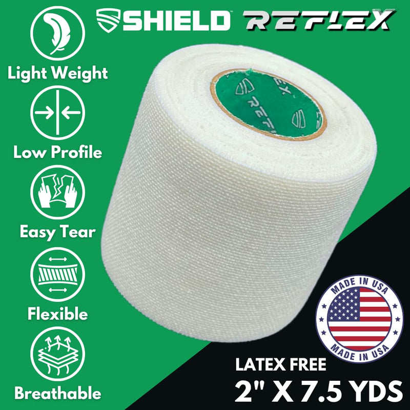 Shield Cleat Spatting Tape | Stretch Athletic Tape, Ankle Tape, Tear by Hand, Made in USA, Thin, Flexible, Elastic Sports, Spatting, Football, 6 Pack 2 Inch Arctic White - BeesActive Australia