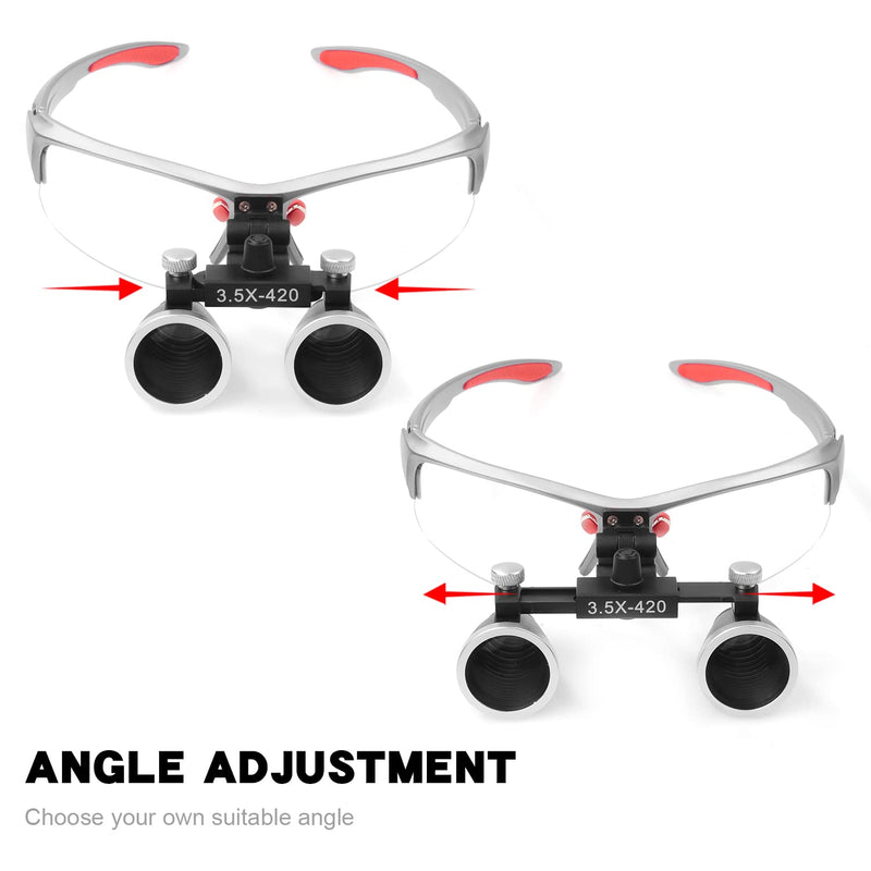 Loupes 2.5X 3.5X Magnification Binocular Magnifier Optical Glass Lens (3.5X, Silver)