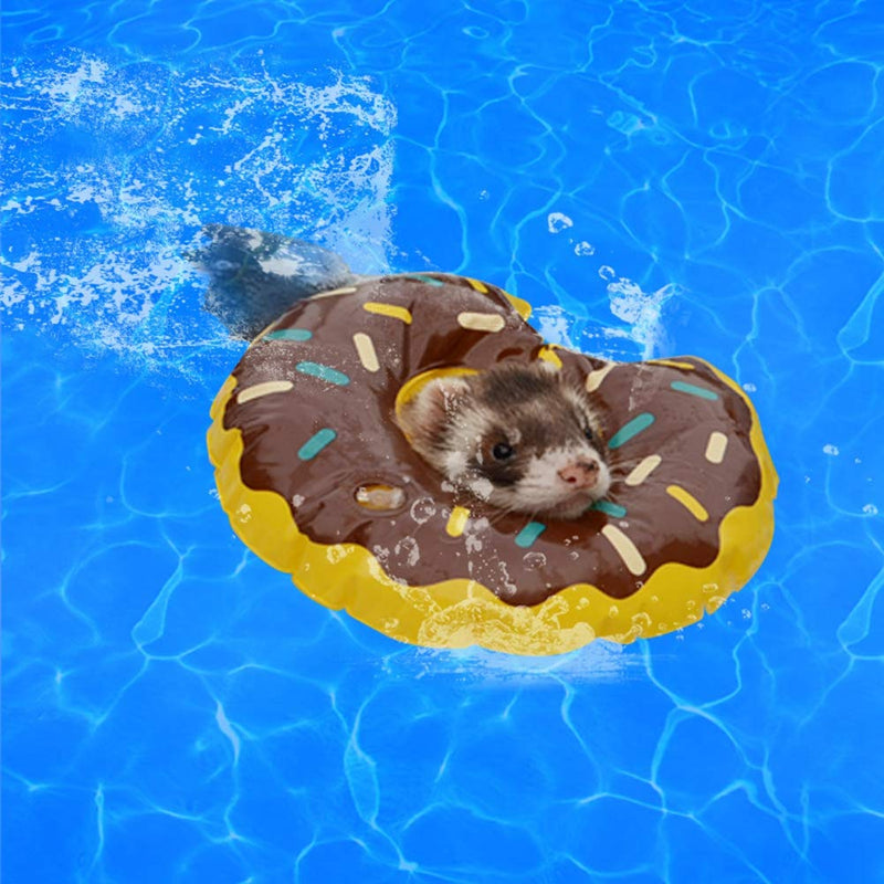 6 Pcs Small Animal Inflatable Float Toy Swimming Ring with Air Pump Bath Collar Ring for Ferret Lizard Hedgehog Hamster Squirrel Tortoise Water Beach Pool Cage Accessories Photo Shoot Toy Pet Supplies - BeesActive Australia