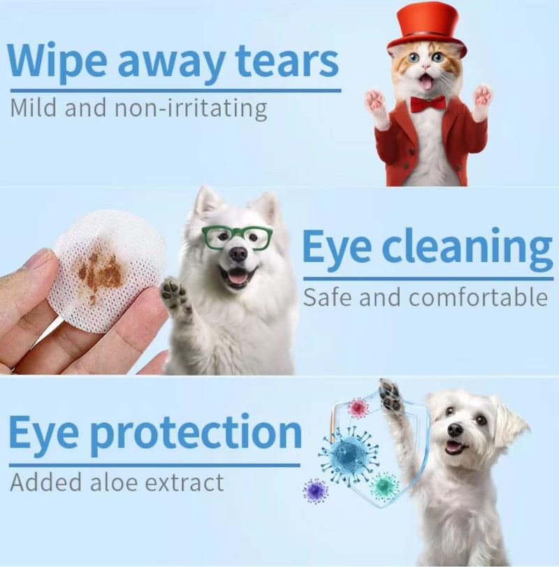Eye Wipes for Dogs, 200 Pads Pet Tear Stain Cleaning Wipes for Eye Care of Dogs and Cats, Mild Ingredient, Gently Remove Pet Tear Stain, Eye Debris, Discharge, Mucus Secretions - Safe Ingredients - PawsPlanet Australia