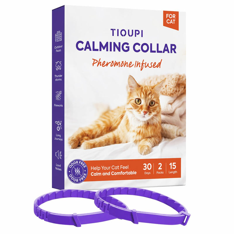 Cat Calming Collar 2 Pack – Pheromone Collar for Cats, Adjustable Breakaway, Water-Resistant, Stress Relief, Helps Reduce Scratching, Noise Sensitivity & Separation Anxiety