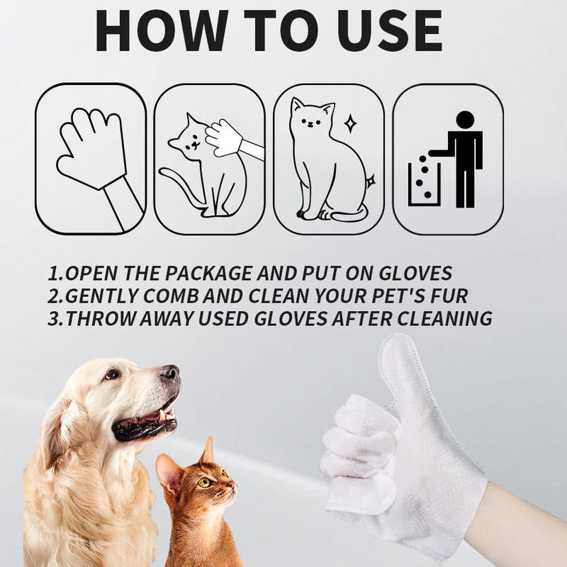 Extra Thick Pet Bathing Wipes for Dogs & Cats, Cleaning & Deodorizing Grooming Gloves, Nourish Fur Glove Wipes for Daily Care and Traveling, Rinse Free Cleaning & Deodorizing Bathing 6 PCS Cat Wipes - BeesActive Australia