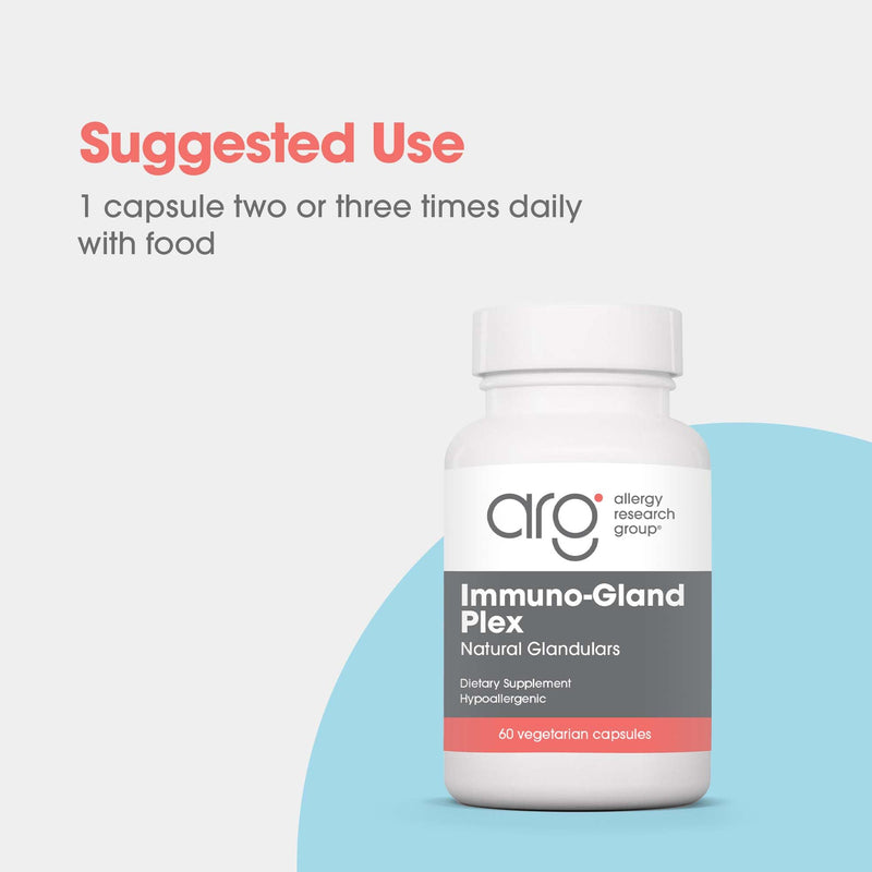 ARG Immuno-Gland Plex Multi-Organ Glandular Blend, 60 Capsules | Freeze-Dried Vegetarian Capsules for Immune Health and Vitality, Hypoallergenic Multi-Organ Formula, 60 Servings