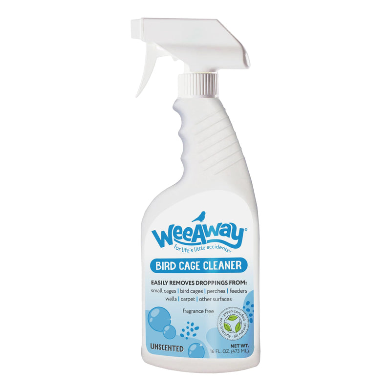 Wee Away Bird Cage Cleaner for Small Cages, Droppings Remover, Enzyme Cleaning Spray for Perches, Feeders, and Walls, Unscented, 16 fl oz 16 Fl Oz (Pack of 1)